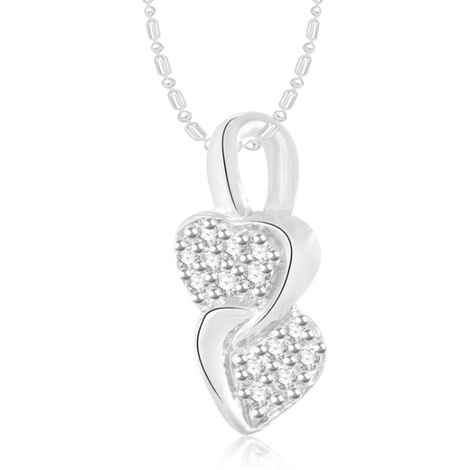 Buy Srikara Alloy Brass Rhodium Plated CZ Interlocked Heart Fashion Jewelry Pendant - SKP3124R - Purplle