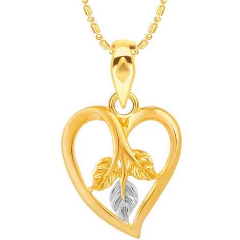 Buy Srikara Alloy Brass Gold Plated CZ/AD Leafy Heart Fashion Jewelry Pendant Chain - SKP3128G - Purplle