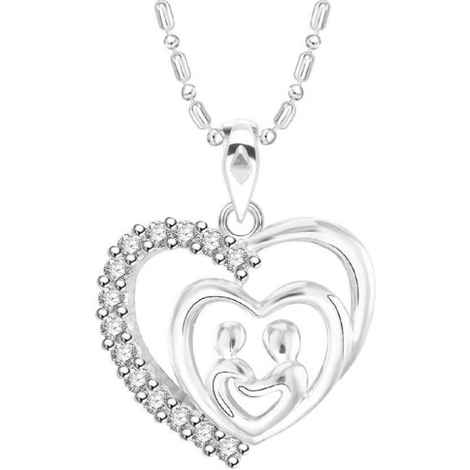 Buy Srikara Alloy Brass Rhodium Plated CZ/AD Couple in Heart Fashion Jewelry Pendant - SKP3122R - Purplle