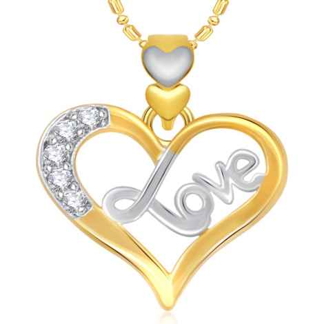 Buy Srikara Alloy Gold Plated CZ / AD Love Heart Valentine Fashion Jewellery Pendant - SKP1852G - Purplle