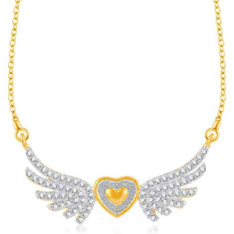 Buy Srikara Brass Alloy Gold Plated CZ/AD Wings of Love Fashion Jewelry Pendant Set - SKP3246G - Purplle