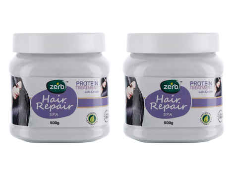 Zerb Hair Repair Spa Enriched With Aloe Vera Natural Extract Protein Treatment With Keratin For Soft And Shinier Hair - Pack Of 2 - (500 g) Each