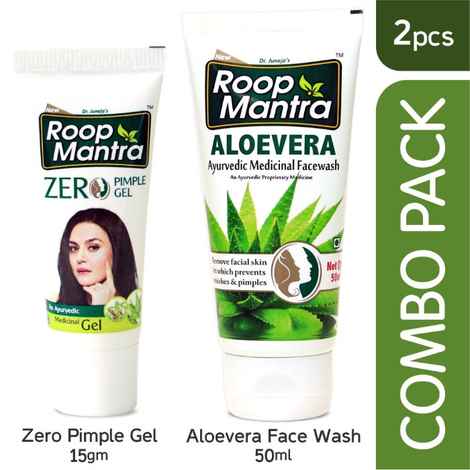 Buy Roop Mantra Anti Acne Pimple Combo Pack (Zero Pimple Gel 15gm + Aloevera Face Wash 50ml) - Helpful in Acne, Pimples, Blemishes - Purplle