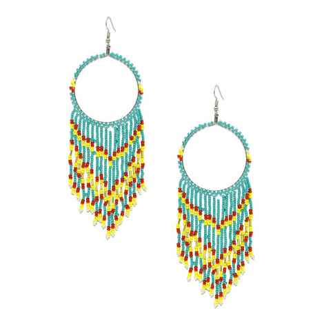Buy Crunchy Fashion Gold Plated Multi colour bohemian Beadded Tassel Earring - Purplle