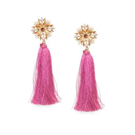 Buy Crunchy Fashion Bohemian Pink Tassel Earrings Alloy Dangle Earring - Purplle