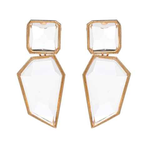 Buy Crunchy Fashion Golden Plated white crystal Dangler Earring - Purplle