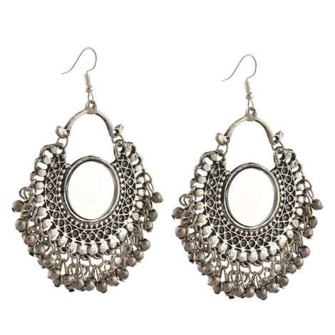 Buy Crunchy Fashion Oxidised Silver Earrings Alloy Chandbali Earring - Purplle