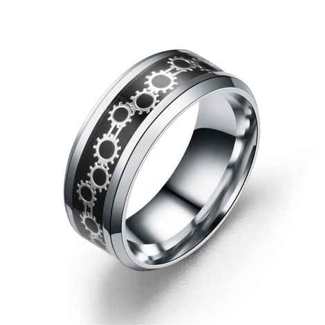 Buy Crunchy Fashion Silver-Black Inlay Titanium Stainless Steel Ring - Purplle