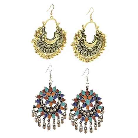 Buy Crunchy Fashion Multicolour Afghani Tribal Oxidised Silver Dangle - Purplle