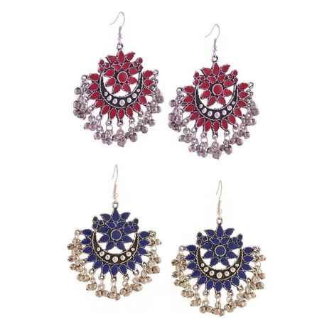 Buy Crunchy Fashion Red & Blue bohemian Dangler Earring combo - Purplle