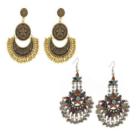 Buy Crunchy Fashion Afghani Tribal Oxidised Golden bohemian Combo - Purplle