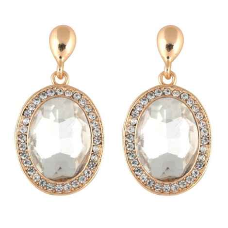Buy Crunchy Fashion White & Peach Crystal Drop Earring Combo - Purplle