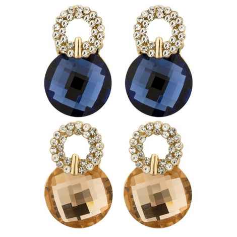 Buy Crunchy Fashion Gold-Toned & Blue Stone-Studded - Purplle