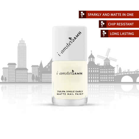 I-AmsterDAMN Nail Paint, Matte, White, Tulipa Single Early - Sweetness of Tulipa Single Early (7 ml)