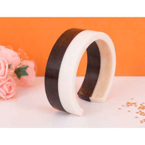 Buy Golden Peacock Handcrafted Sheesham White-Brown Bangle - Purplle