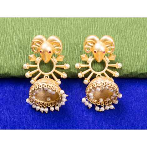 Buy Golden PeacockGold Plated Goat Shaped Dome Jhumka Earring - Purplle