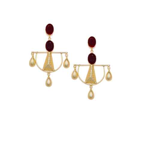 Buy Golden Peacock Gold Plated Maroon Drop Earring - Purplle
