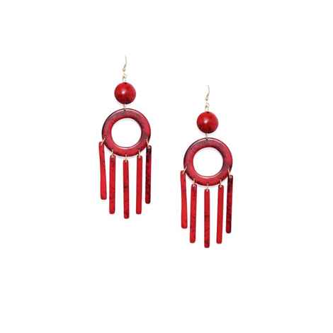 Buy Golden Peacock Red Resin Tassel Earring - Purplle