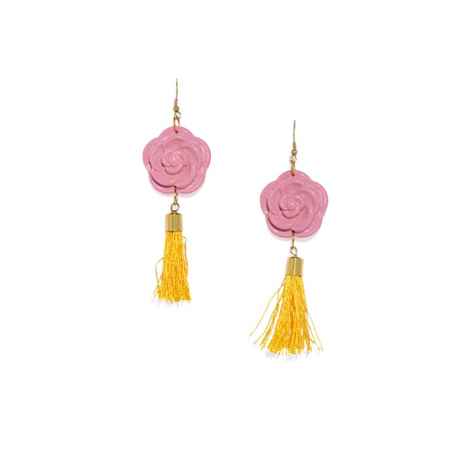 Buy Golden Peacock Pink Rose Tassel Earring - Purplle
