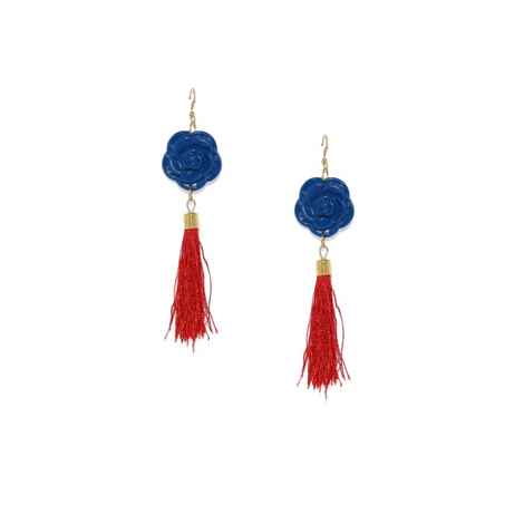 Buy Golden Peacock Blue Rose Tassel Earring - Purplle