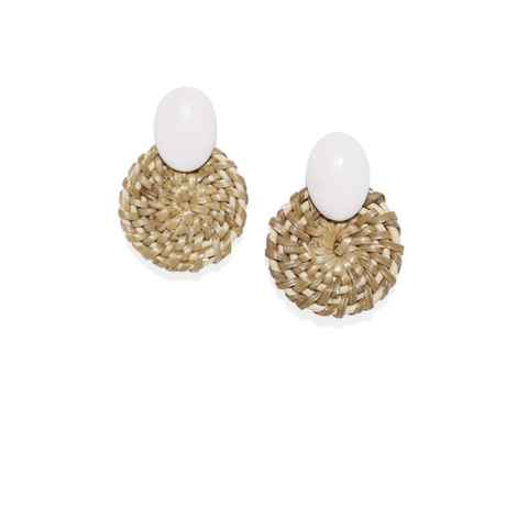 Buy Golden Peacock Cane Round White Stud Earring - Purplle
