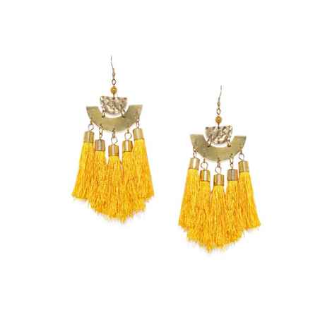 Buy Golden Peacock Yellow Tassel Earring - Purplle