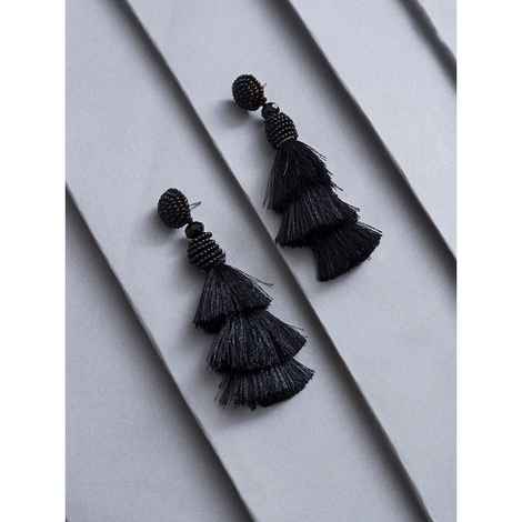 Buy Golden Peacock Black Tassel Earring - Purplle