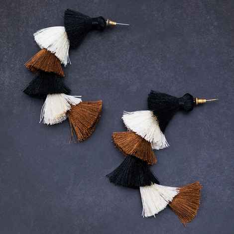 Buy Golden Peacock Multi-Colour Tassel Earring - Purplle