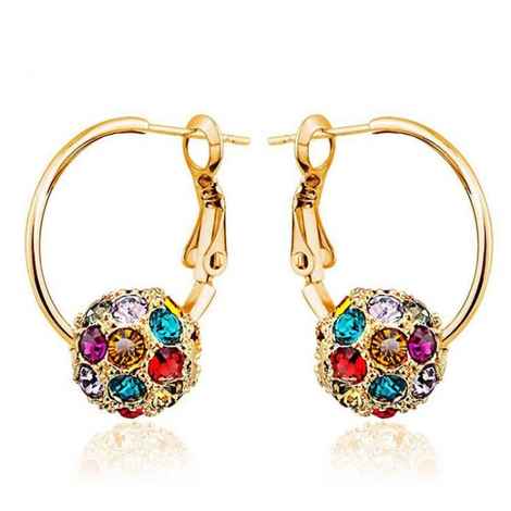Buy Sukkhi Glittery Crystals from Swarovski Hoops Gold Plated Earring for Women and Girls - Purplle