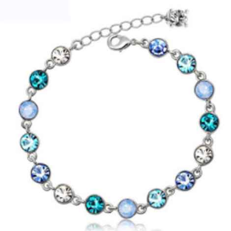 Buy Sukkhi Astonish Aqua Blue Round Crystal Stone Rhodium Plated Bracelet For Women - BC80711 - Purplle