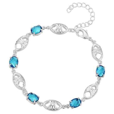 Buy Sukkhi Exclusive  Crystal Stone Rhodium Plated Aqua Blue Bracelet For Women - BC80807 - Purplle