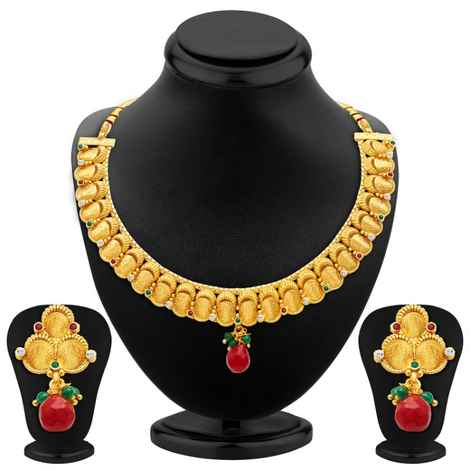 Buy Sukkhi Stunning Gold Plated Temple Jewellery Necklace Set - 2315NGDLPP1840 - Purplle