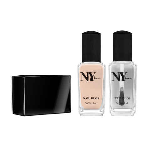 NY Bae Nail Paint Duos, Creme, Beige - Mocha Latte Date with Mattifying Top Coat (5 ml + 5 ml)