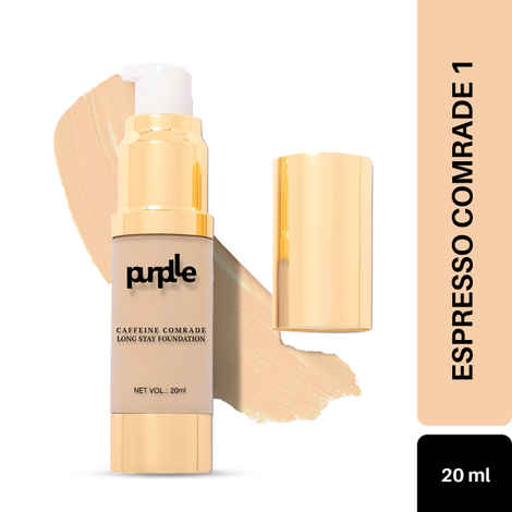 Purplle Caffeine Comrade Long Stay Foundation For Dark Skin|Matte|Sweatproof|Weightless|Paraben and Sulphate Free - Espresso Comrade 6 (20 ml)