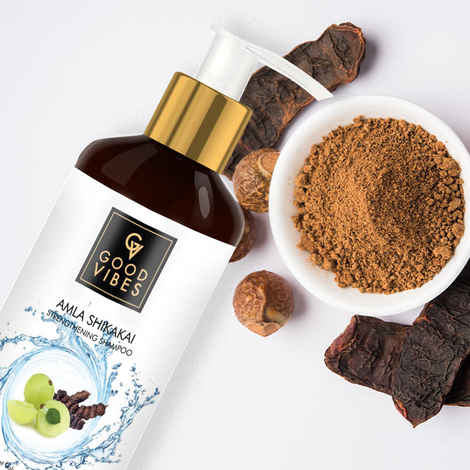 Good Vibes Amla Shikakai Strengthening Shampoo | With Neem | Hair Growth, Shine | No Parabens, No Animal Testing (300 ml)