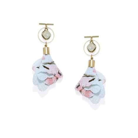 Buy Golden Peacock Blue Flower Shape Decorated Earrings - Purplle