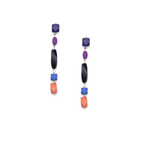 Buy Golden Peacock Multi-Colour Geometric Shaped Long Earring - Purplle