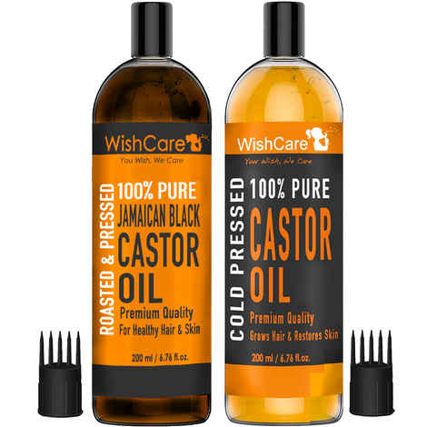 Buy WishCare 100% Pure Cold Pressed Castor Oil & Jamaican Black Castor Oil (200 ml) Each - Purplle