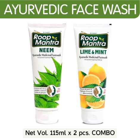 Buy Roop Mantra Face Wash Combo (Neem 115ml + Lime & mint 115ml) Helpful in Acne, Pimples, Blemishes, Dryness - Purplle