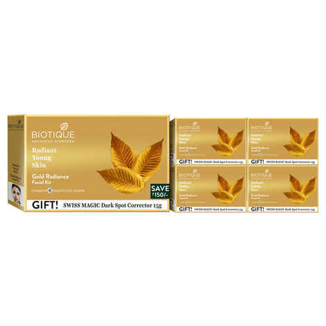 Buy Biotique Gold Radiance Facial Kit - Pack Of 4 Small Kits (260 g) - Purplle
