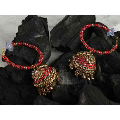 Buy Kord Store Contemporary Silk Thread Jhumki Earring for Girls and Women KSEAR70086 - Purplle