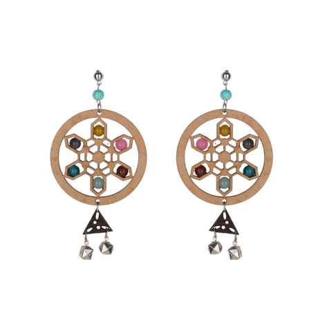 Buy Crunchy Fashion Multicolored Wooden Circle Dangler Earring - Purplle