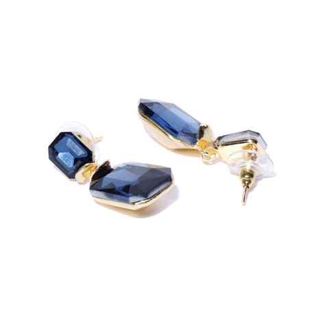 Buy Crunchy Fashion Red & Blue Crystal Stud Earring Combo - Purplle