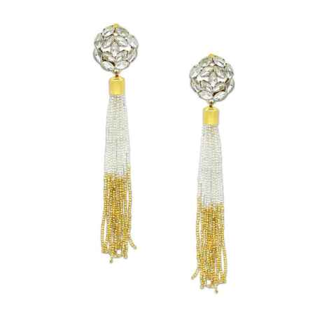 Buy Crunchy Fashion Crystal & Beads Tassel Earrings - Purplle