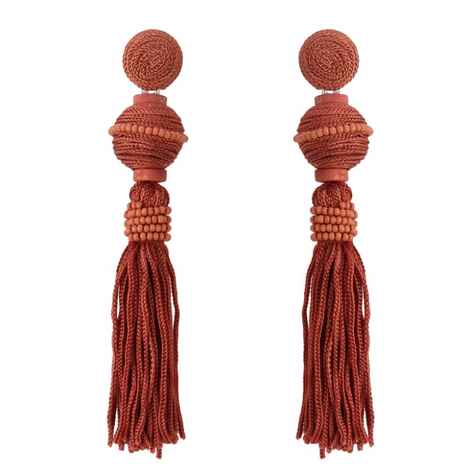 Buy Crunchy Fashion Brown Drop Tassel Earrings - Purplle