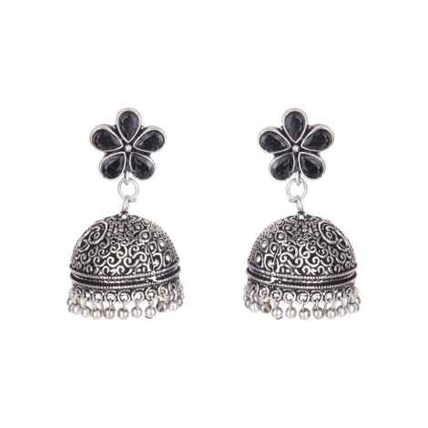 Buy Royal Bling Silver Messy Dome Jhumka Earrings - Purplle