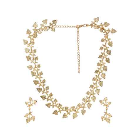 Buy Crunchy Fashion Gold Plated Artistic Necklace Set - Purplle