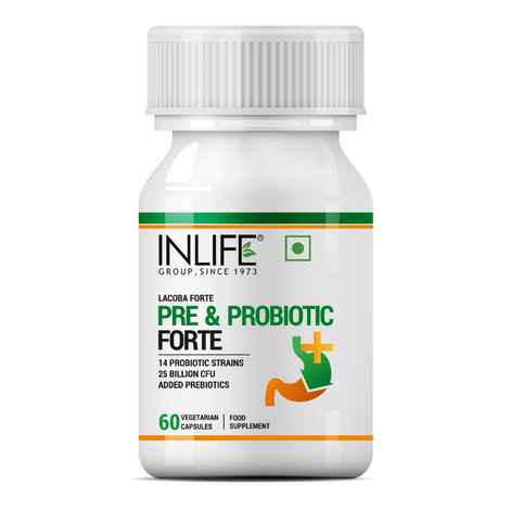 Buy INLIFE Prebiotic and Probiotics Forte Supplement for Men & Women 25 billion CFU with 14 Strains with Prebiotic, Digestion Gut & Immunity Health Supplement - 60 Vegetarian Capsules - Purplle