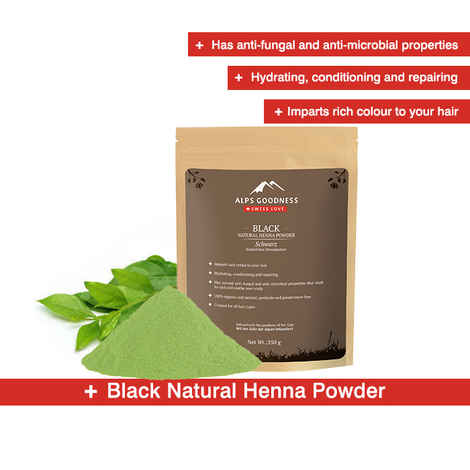 Alps Goodness Natural Henna Powder - Black (250 gm)| Mehendi Colour| Kaali Mehendi| Henna Hair Colour| Natural Hair Dye| 100% Natural Powder | No Chemicals, No Preservatives, No Pesticides| Ammonia Free| Peroxide Free| Enriched with Herbs