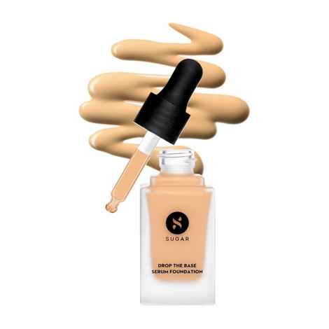 SUGAR Cosmetics Drop The Base Serum Foundation | Medium Coverage | Lasts 8 Hrs+ | Natural Finish | 20ml - 17 Raf (Light, Golden Undertone)